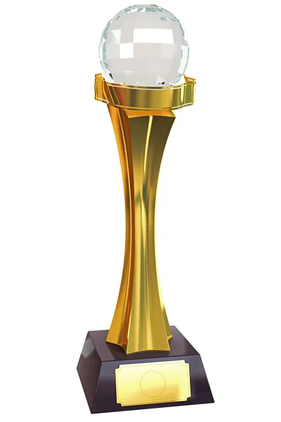 Золотой трофей с хрустальным глобусом — стоковое фото