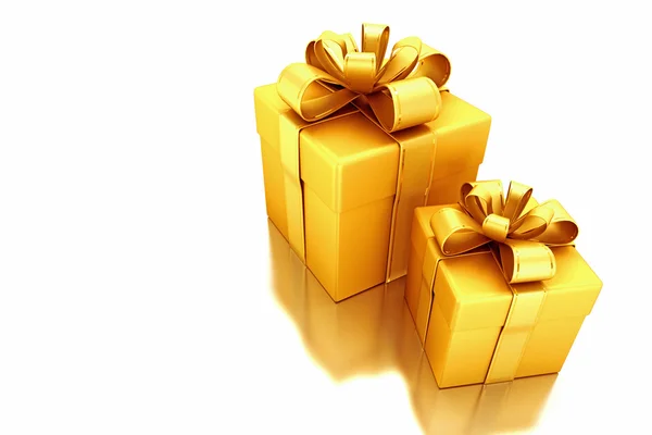 3D goldene Geschenkbox — Stockfoto