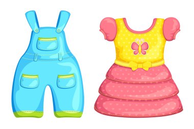 Vector Baby Boy and Girl dress clipart