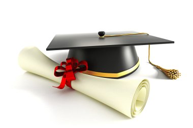 Mortar Board with Degree clipart