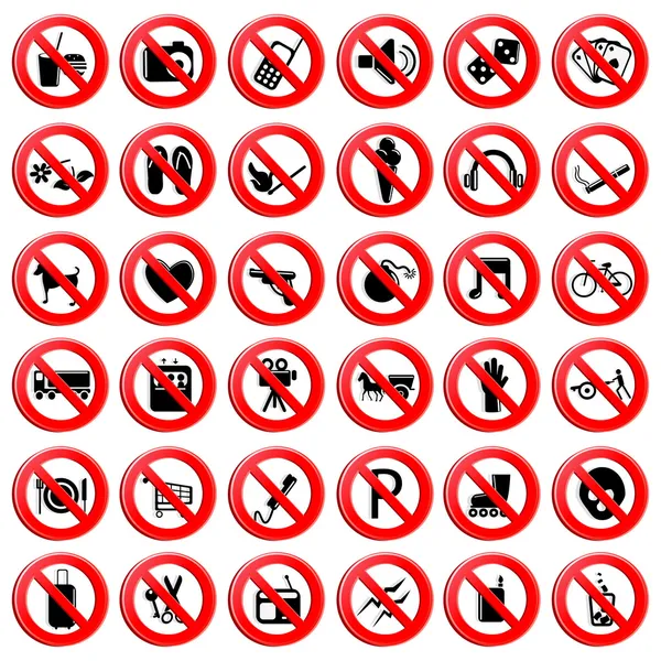 Jeu de symboles d'interdiction — Image vectorielle