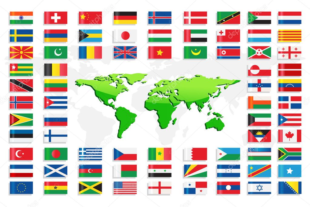 Country Flags with World Map