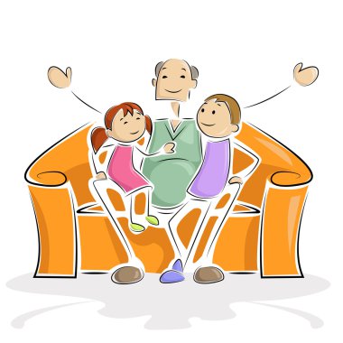 Grandpa with Kids clipart