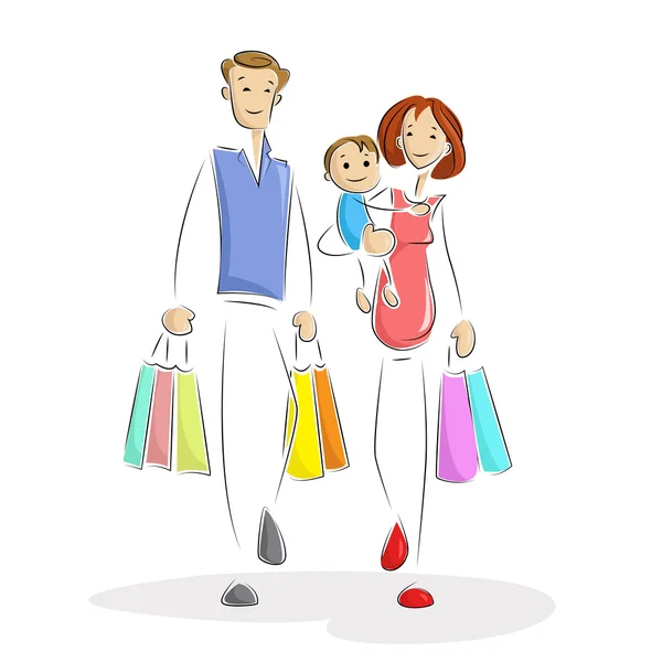 Famille shopping — Image vectorielle