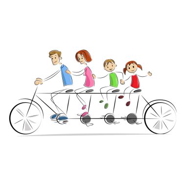 Fmaily enjoying Bicycle Ride clipart