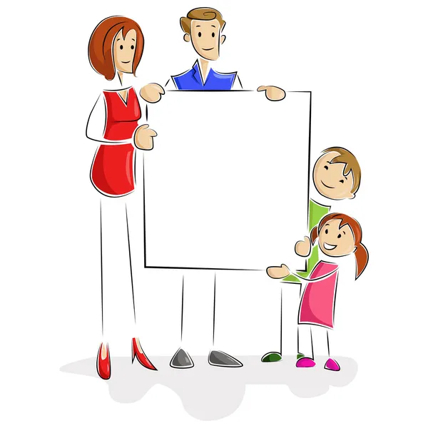 Famille avec tableau blanc — Image vectorielle
