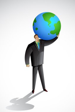 Business Man carryinging Earth clipart