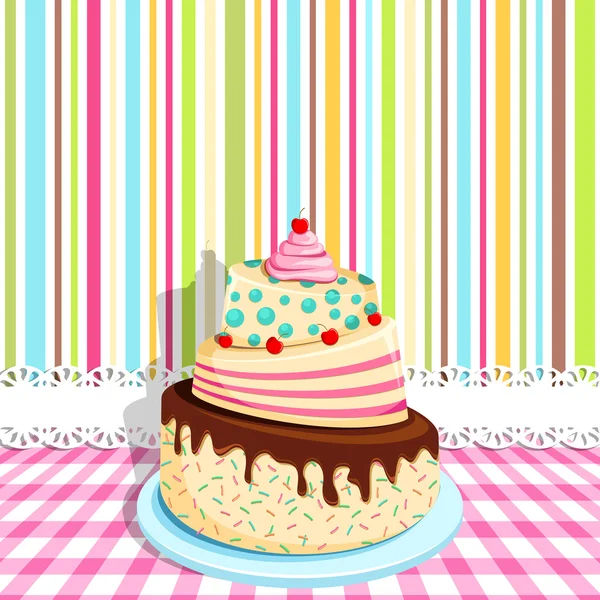Pastel de cumpleaños — Vector de stock