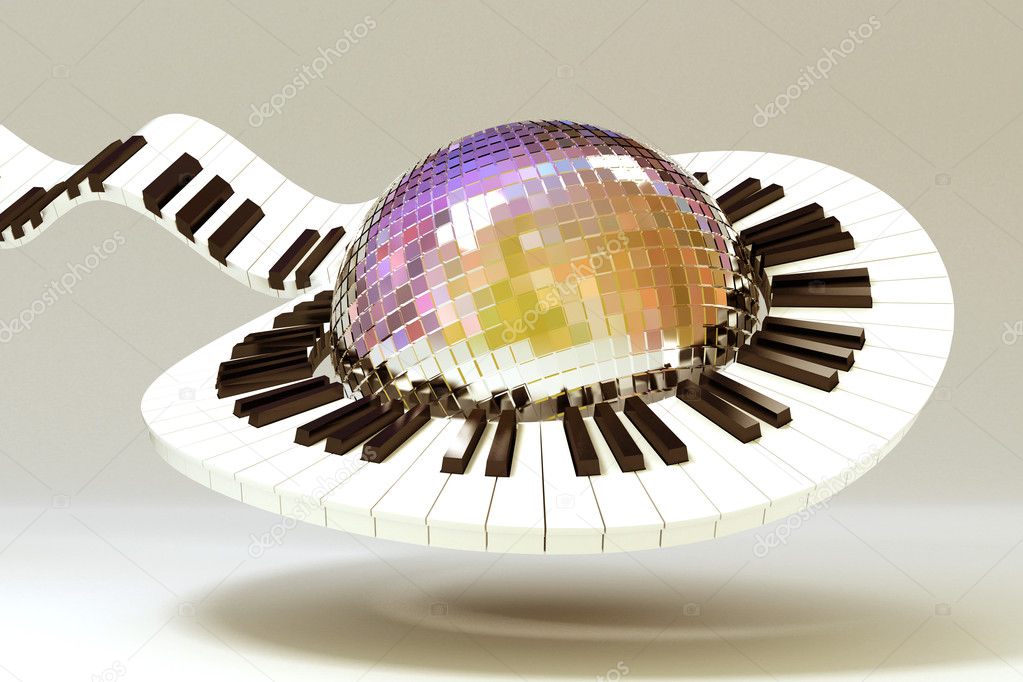 Piano Key around Disco Ball