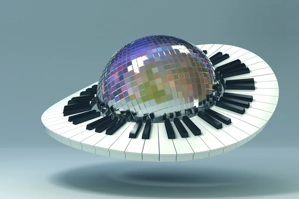 Piano sleutel rond disco bal — Stockfoto