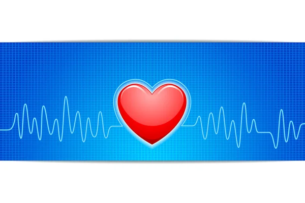 Corazón con ECG Gráfico — Vector de stock