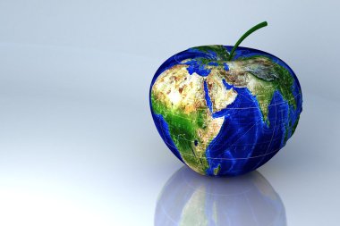 3d Earth in Aplle Shape clipart