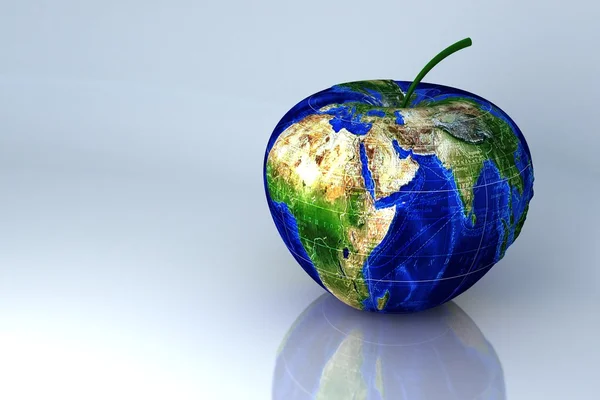 3d Earth in Aplle Shape — Stock Photo, Image