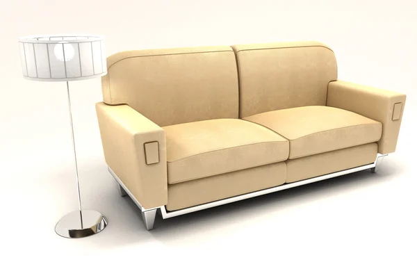 3d диван с лампой — стоковое фото