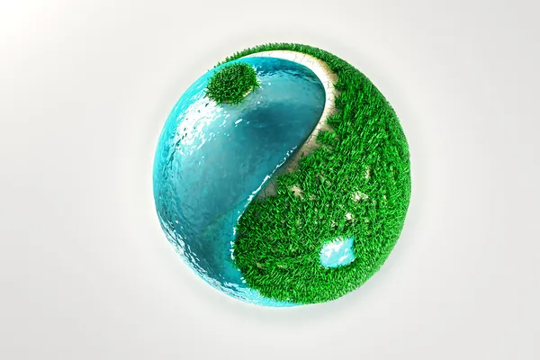 Yin Yang con hierba y agua — Foto de Stock
