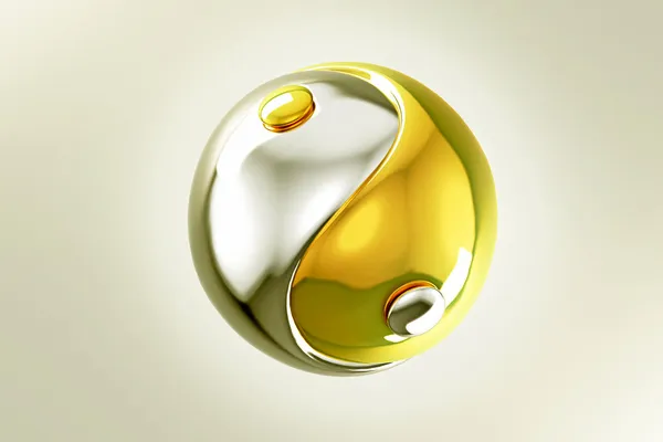Goud en zilver yin yang — Stockfoto