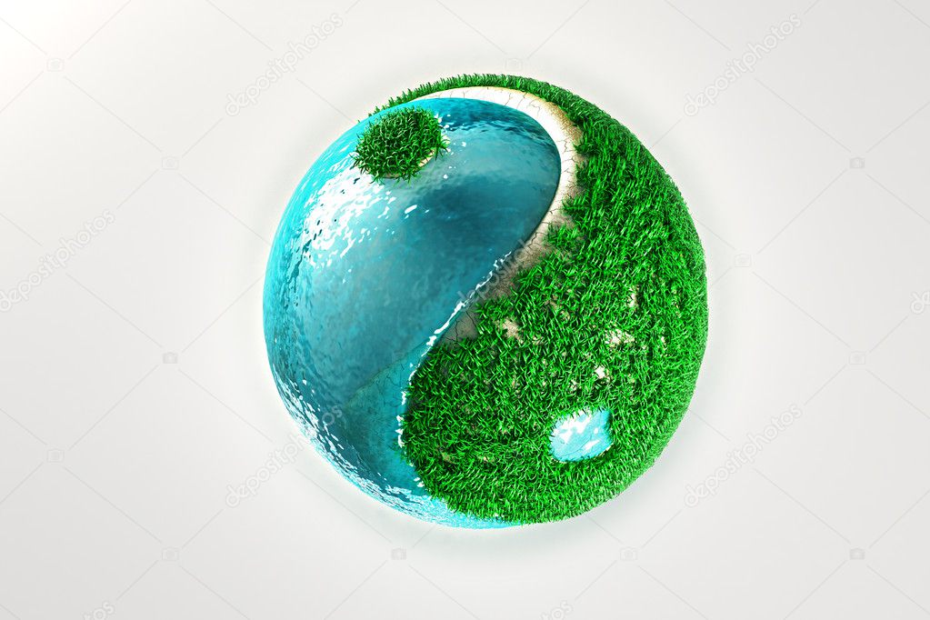 Yin Yang with grass and water