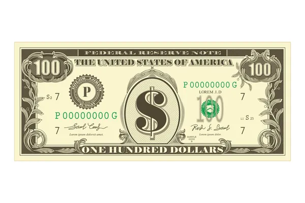 Billete dólar — Vector de stock