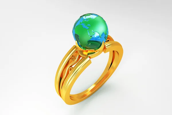 Globe in Gold Ring — Stock Photo, Image