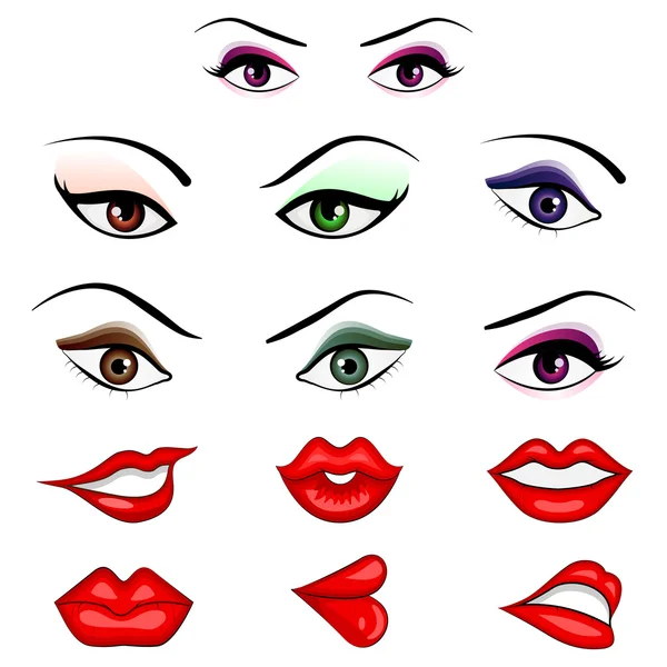 Eyes and Lips — Stock Vector