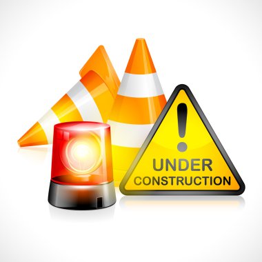 Vector Under Construction Cone and Flashing Light clipart