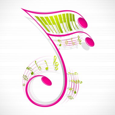 Floral Musical Note clipart