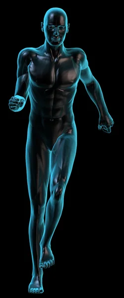 Corpo umano in esecuzione su nero — Foto Stock