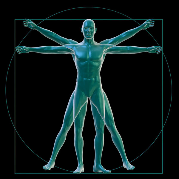 Vitruvian man on black