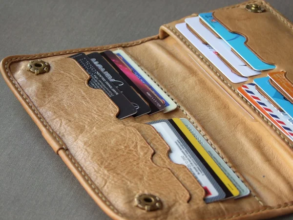 stock image Leather wallet with cards