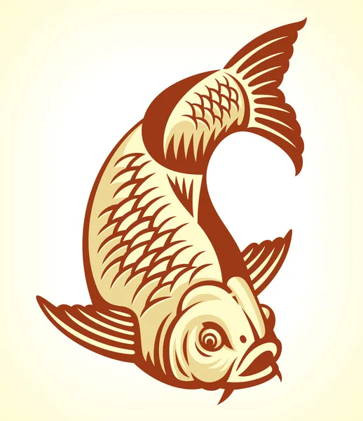Carp Fish Cartoon - Stok Vektor