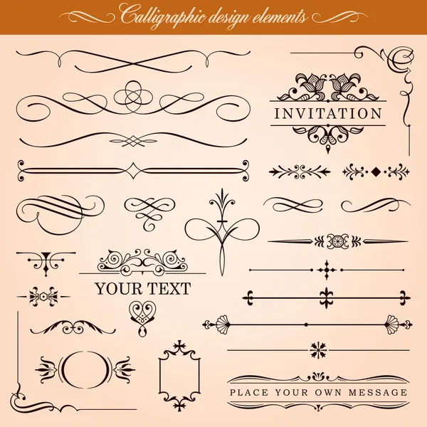 Elementos de diseño caligráfico y decoración de página — Archivo Imágenes Vectoriales