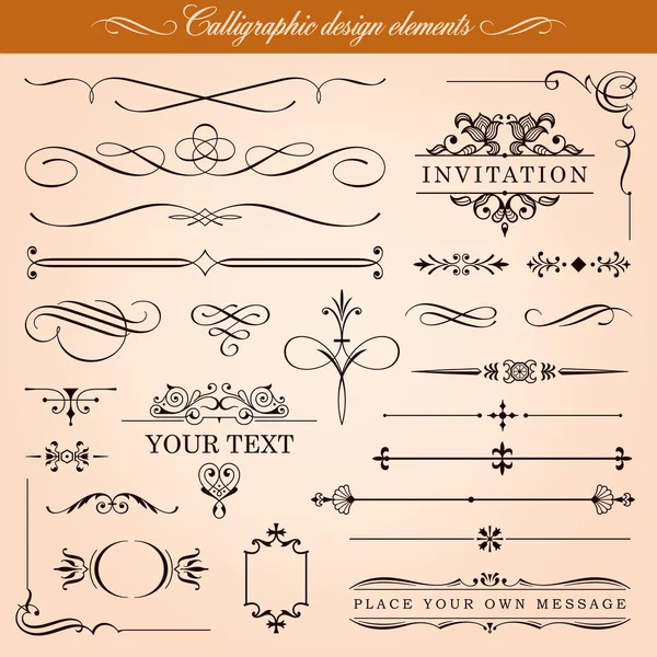 Elementos de design caligráfico e decoração de página Gráficos De Vetores