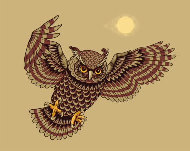 Flying owl bird clipart