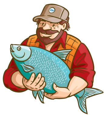 Fisherman With Fish clipart