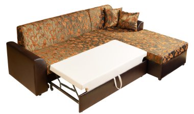 Corner sofa-bed bedroom suite clipart