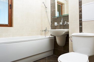 kahverengi renkli modern banyo