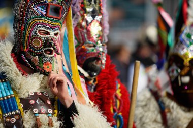 Traditional kukeri masks clipart