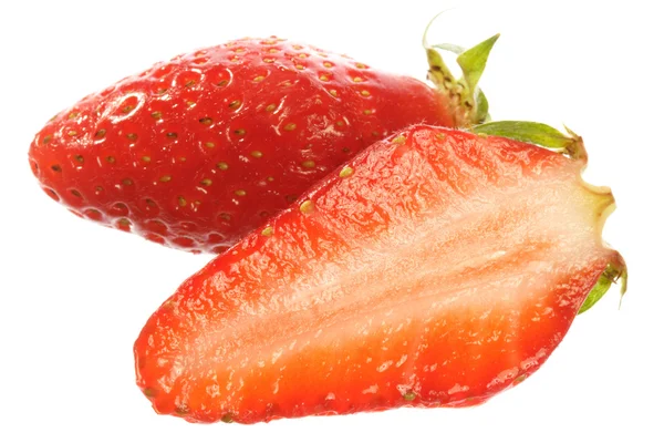 Eine halbe rote Erdbeere — Stockfoto