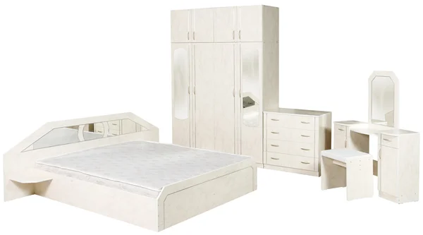 White bedroom set, isolated — Stock Photo, Image