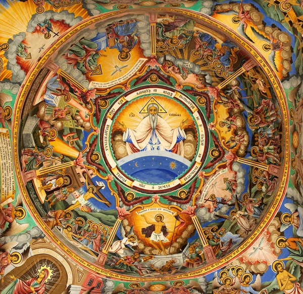 Gamla väggmålning i rila kloster — Stockfoto