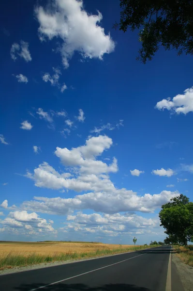 Vägen scenen med blå himmel — Stockfoto
