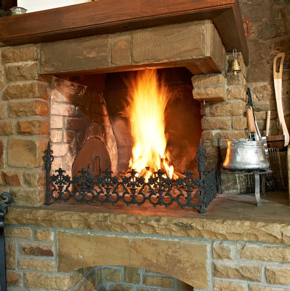 Traditional fireplace — Stock Photo, Image