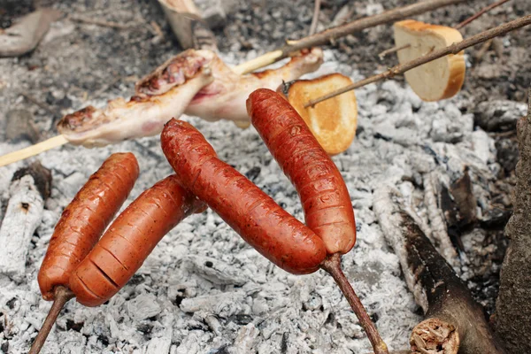 Roasting sausage — Stock Photo, Image