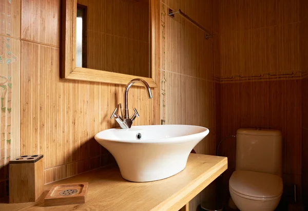Bathroom interior wooden elements — Stock Photo, Image