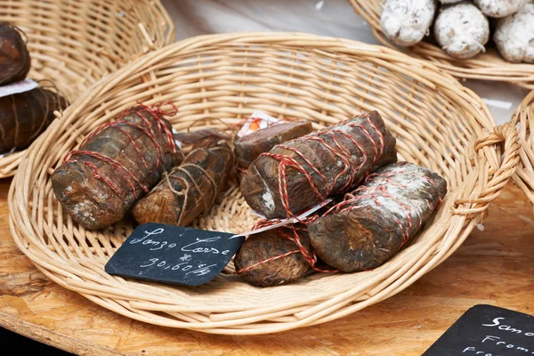 Special sausage at Provence market — Stock Photo, Image