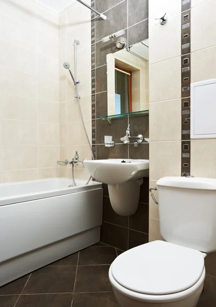 Современная ванная комната коричневого цвета Стоковое Изображение