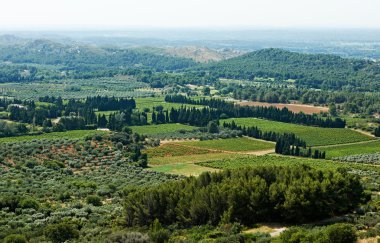 Provence peyzaj yakınındaki baux Köyü, Fransa