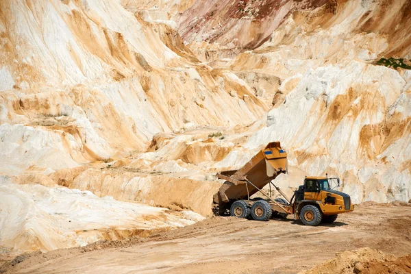 Big truck in limestone quarry — Stock Photo, Image