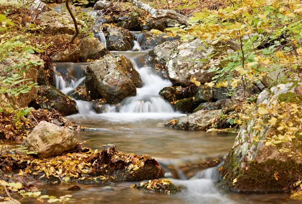 Herfst landschap met stream — Stockfoto