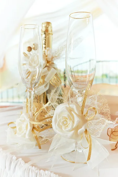 stock image Wedding glasses and wine